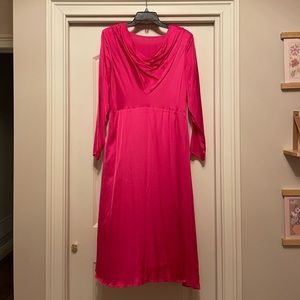 Pink satin midi dress